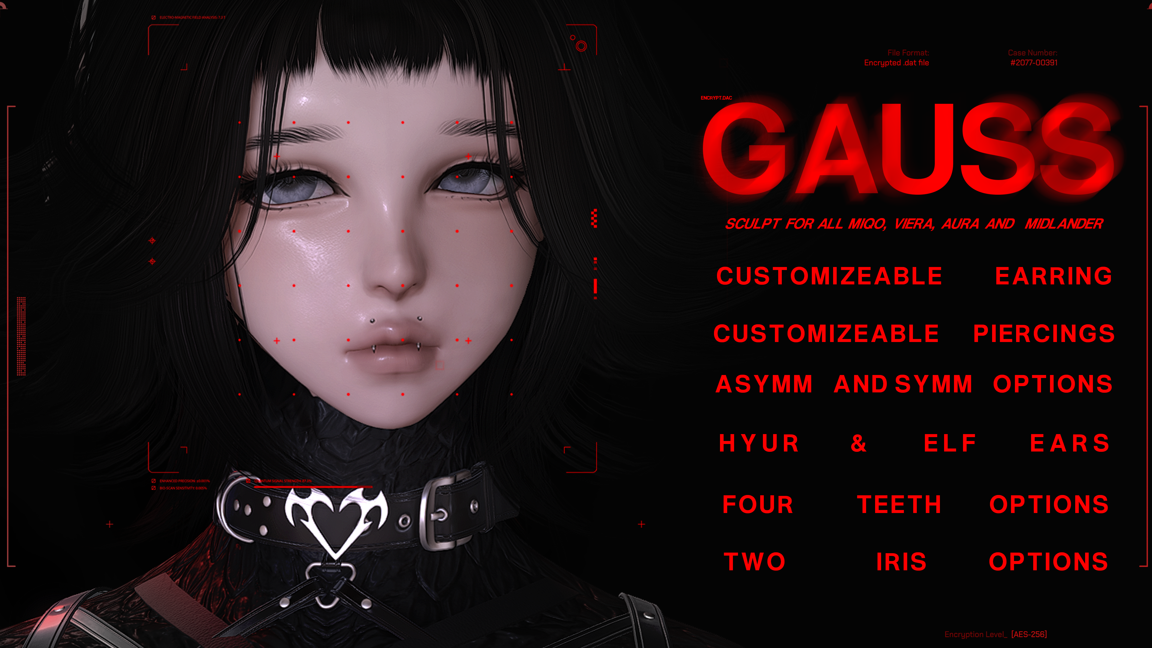 Premium Content: ⌞IMMORAL⌝  Gauss ♱ Fem Asymm AND Symmetrical sculpt for Miqo, Viera, Midlander and Au’ra.