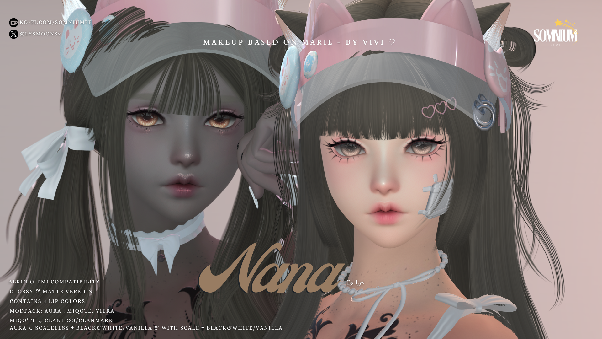 ⟡ Nana – Makeup Based on Marie – By Vivi ♡ – Miqote&Aura&Viera
