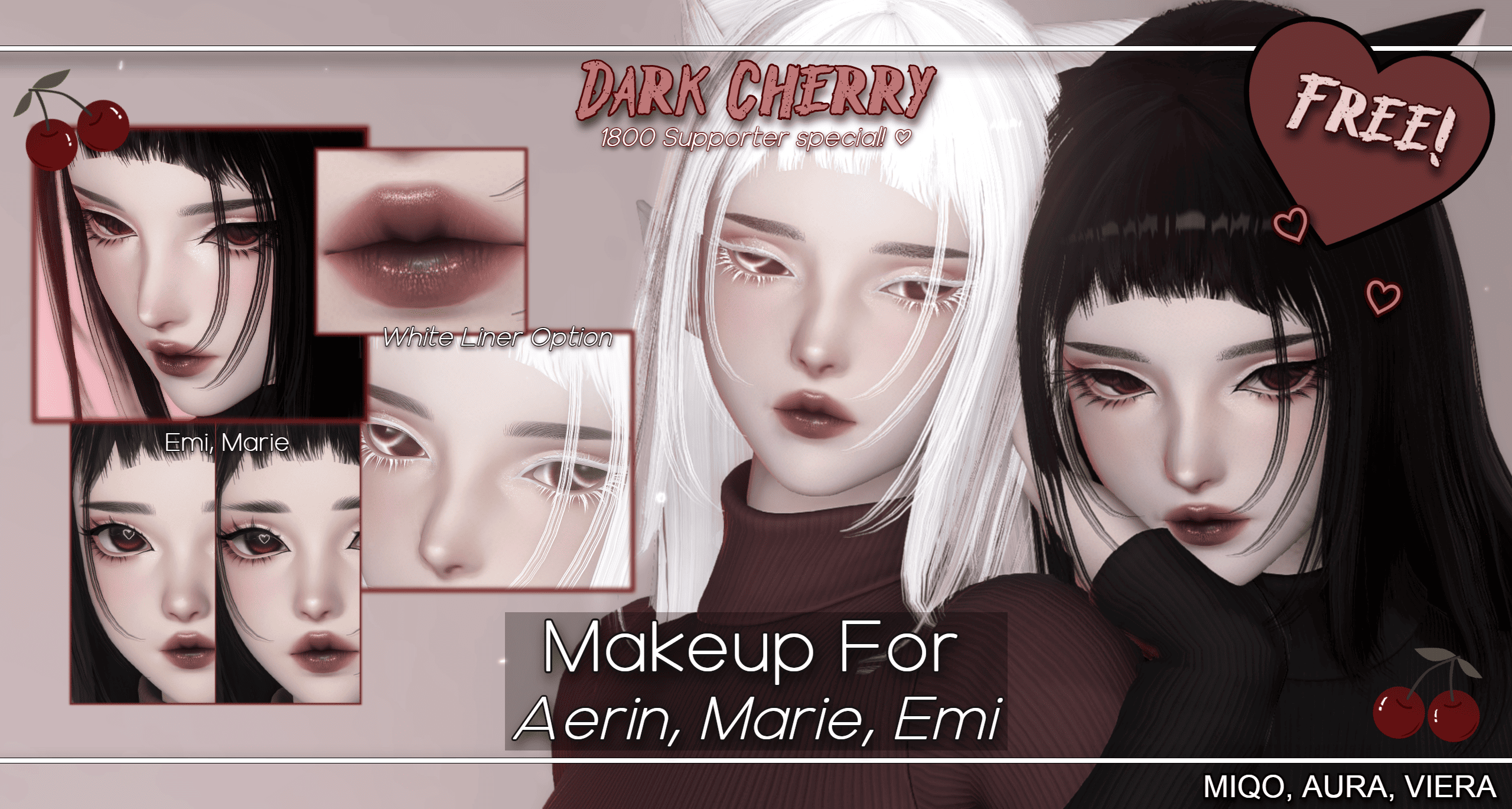 🍒 Dark Cherry [Makeup for Aerin, Emi, Marie] (Modpack) + Loosefiles