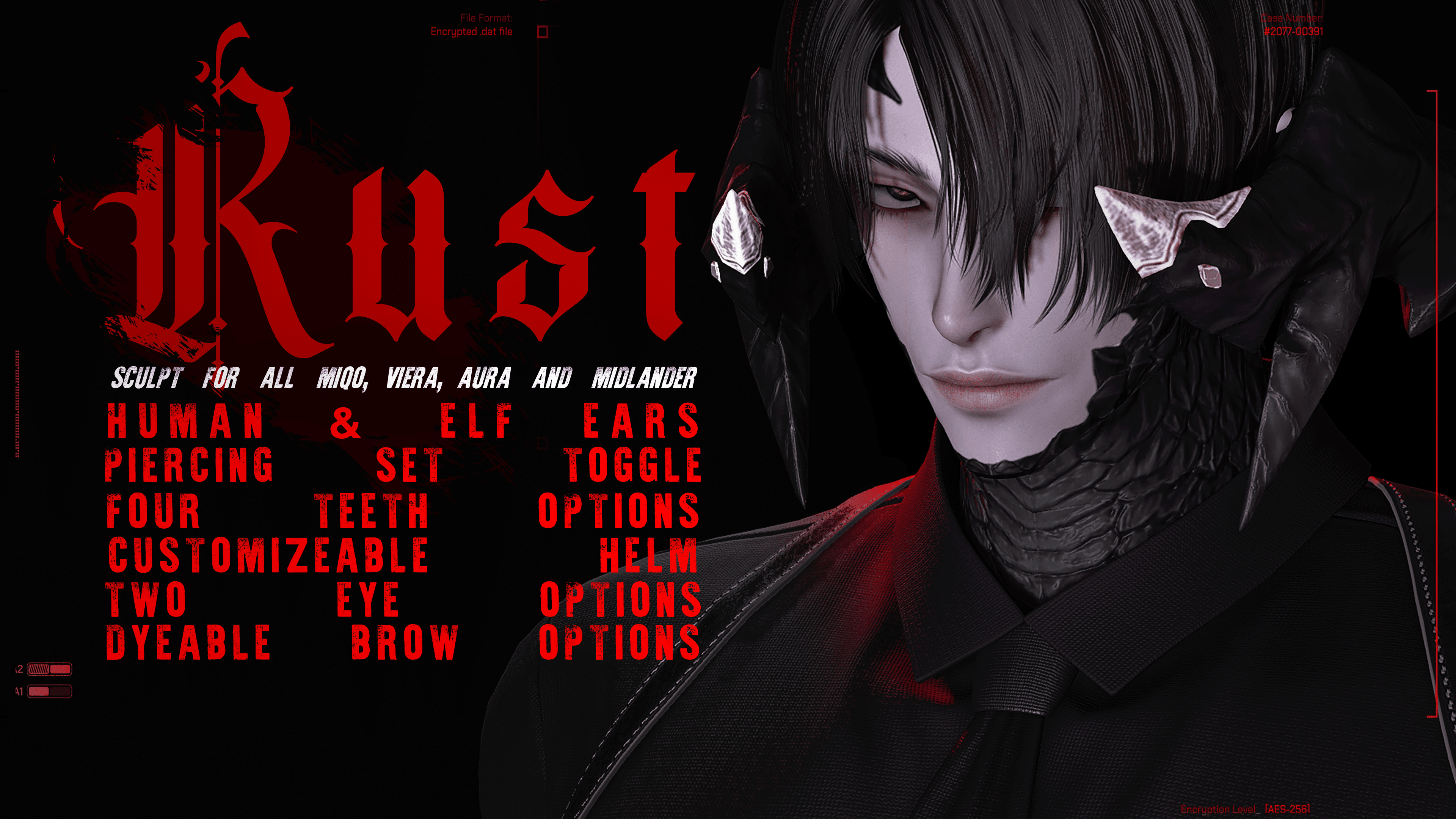 Premium Content: ⌞IMMORAL⌝  Rust ♱ Masc sculpt for Miqo, Viera, Midlander and Au’ra.