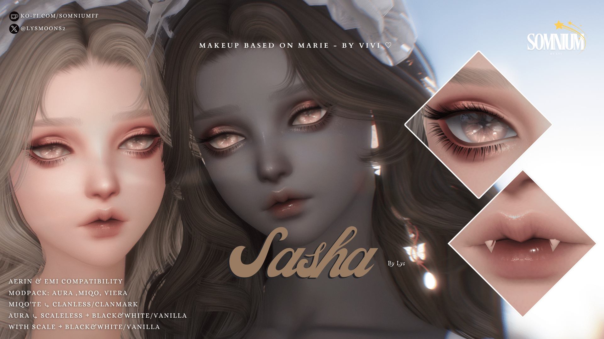 Premium Content: ⟡ Sasha – Makeup Based on Marie – By Vivi ♡ – Miqote&Aura&Viera